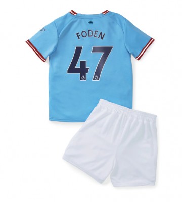 Manchester City Phil Foden #47 Hjemmedraktsett Barn 2022-23 Kortermet (+ Korte bukser)